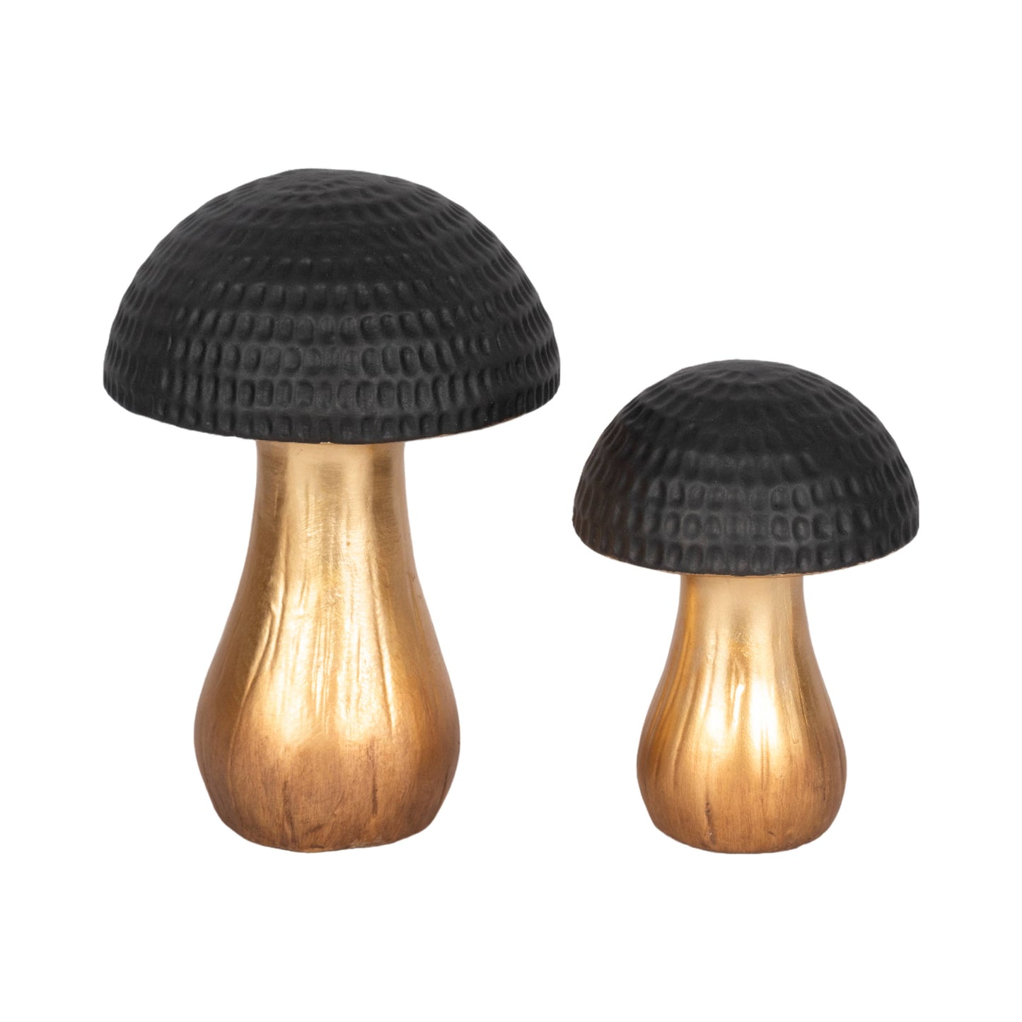 Figurine - Black Ceramic Hammered Top Mushroom, 7 in.