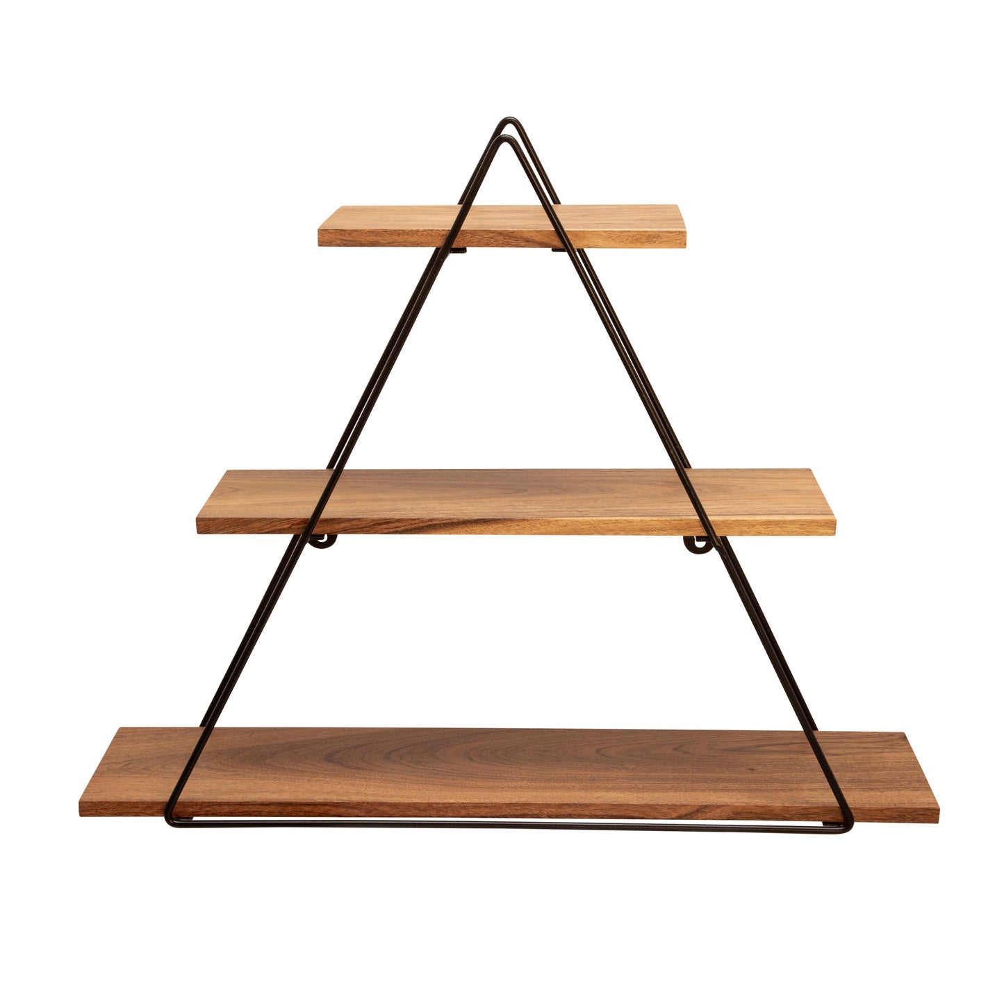 Metal and Wood Triangle Wall Storage Shelf - Brown, 20 in.