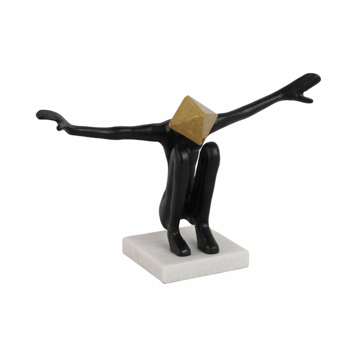 Sculpture - Black/Gold Metal Open Arms Man, 13x8 in.