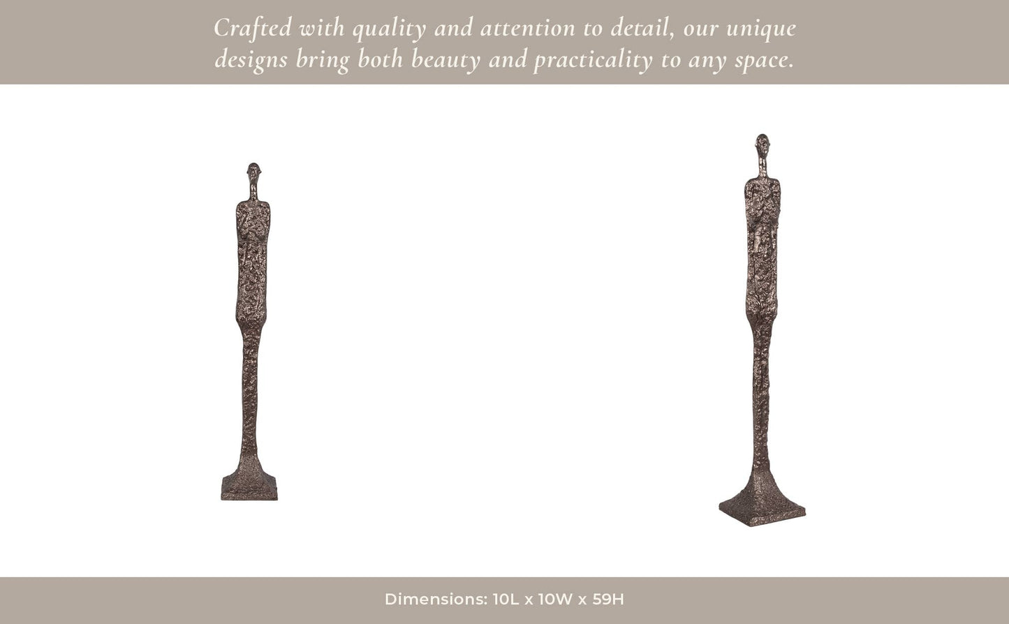 Metal Modern Tribal Floor Sculpture - Bronze, 59 in.