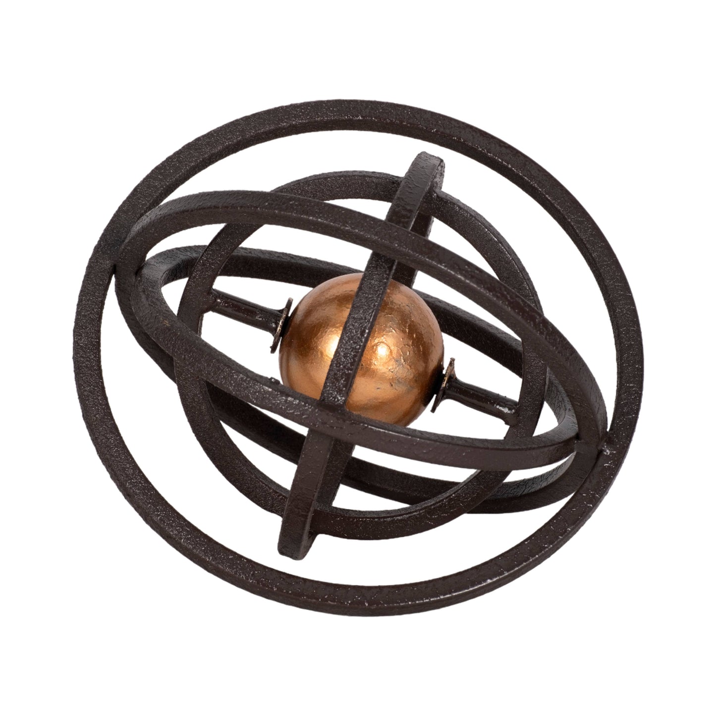 Metal Interlocking Rings Decorative Orb - Black, 6 in.
