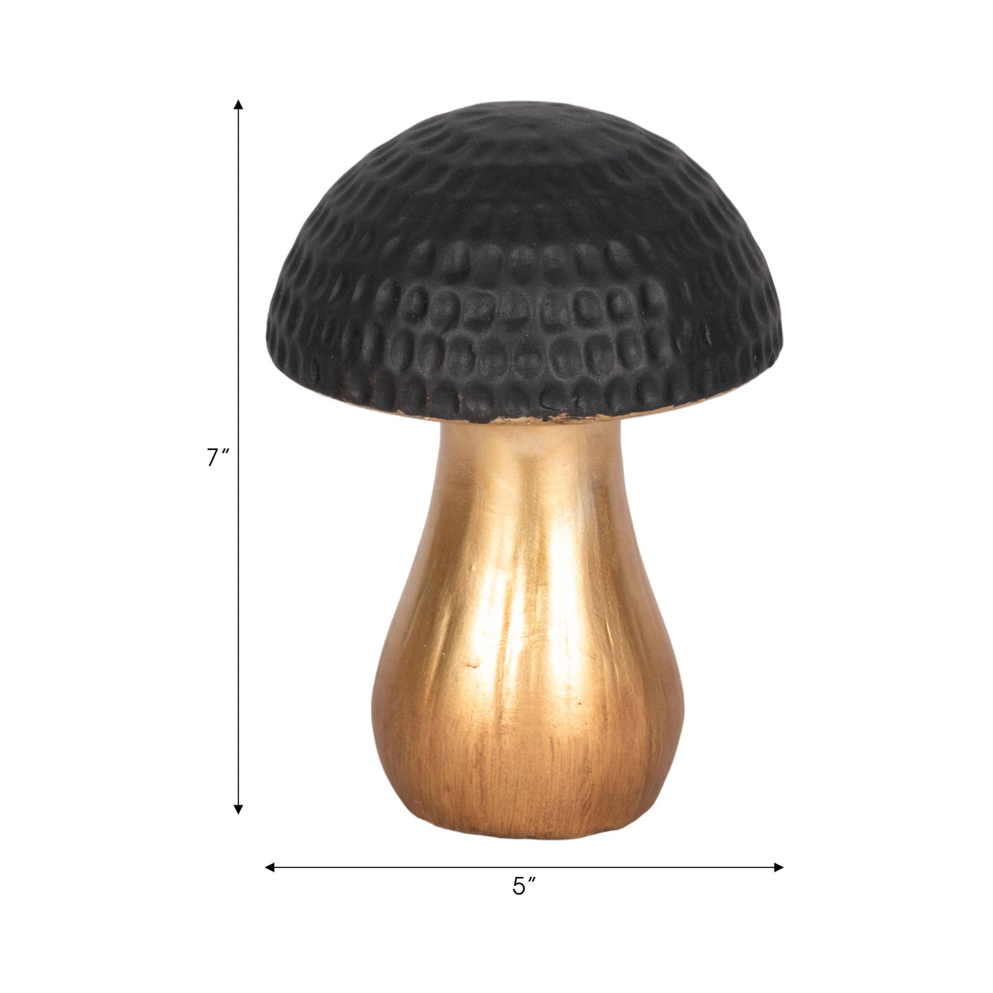 Figurine - Black Ceramic Hammered Top Mushroom, 7 in.
