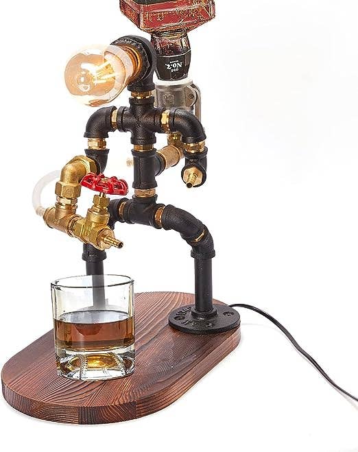 Steampunk Handcrafted Liquor Dispenser - Pipe Robot Lamp