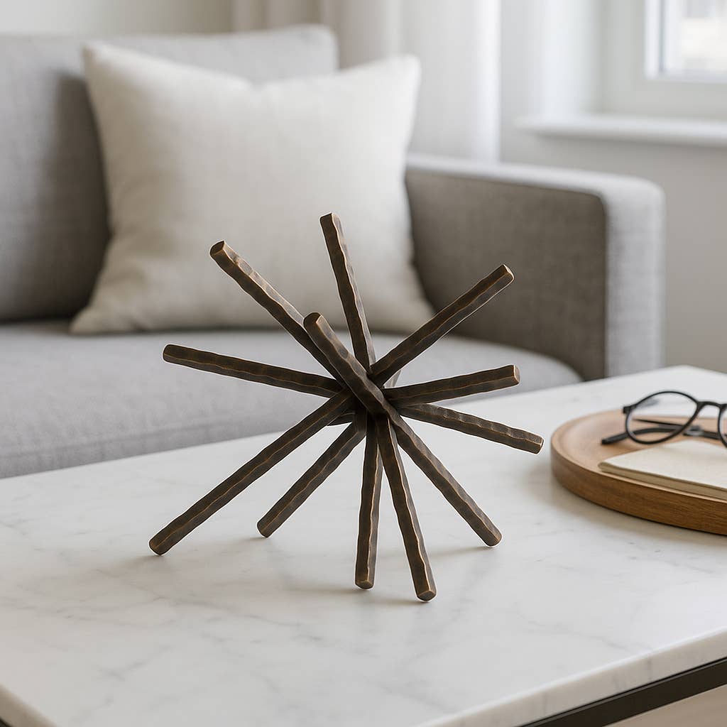 Metal Abstract Spiked Decorative Object - Black, 9 in.