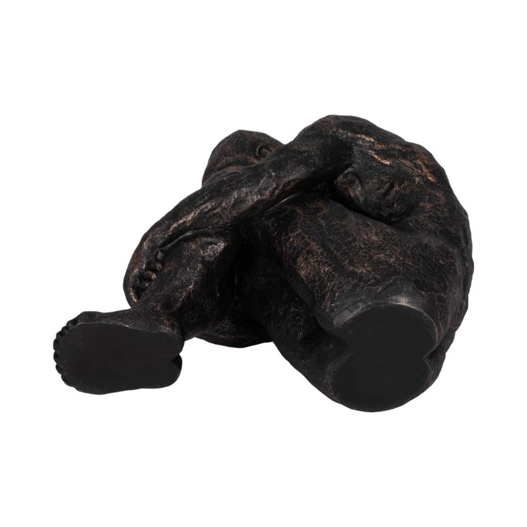 Bronze 9 in. Resin Modern Novelty Sitting Man Sculpture