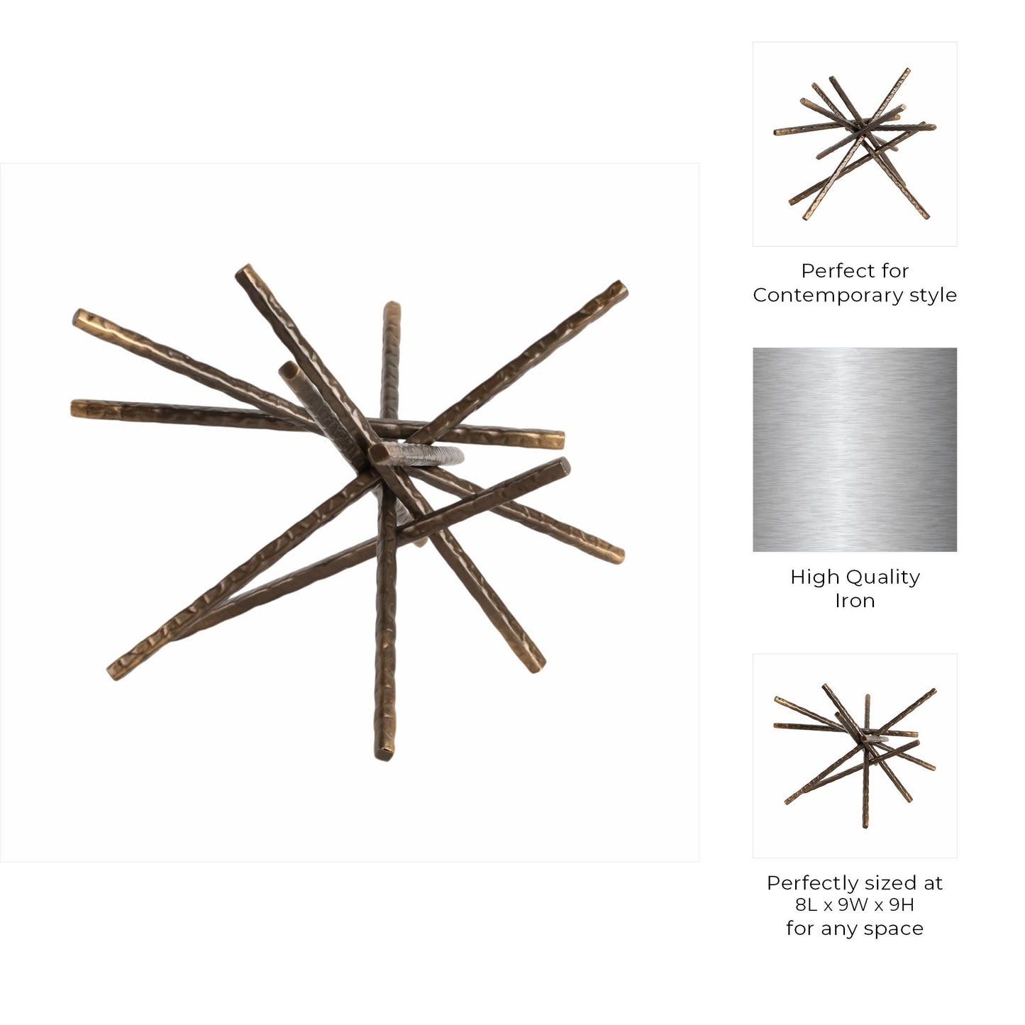 Metal Abstract Spiked Decorative Object - Black, 9 in.
