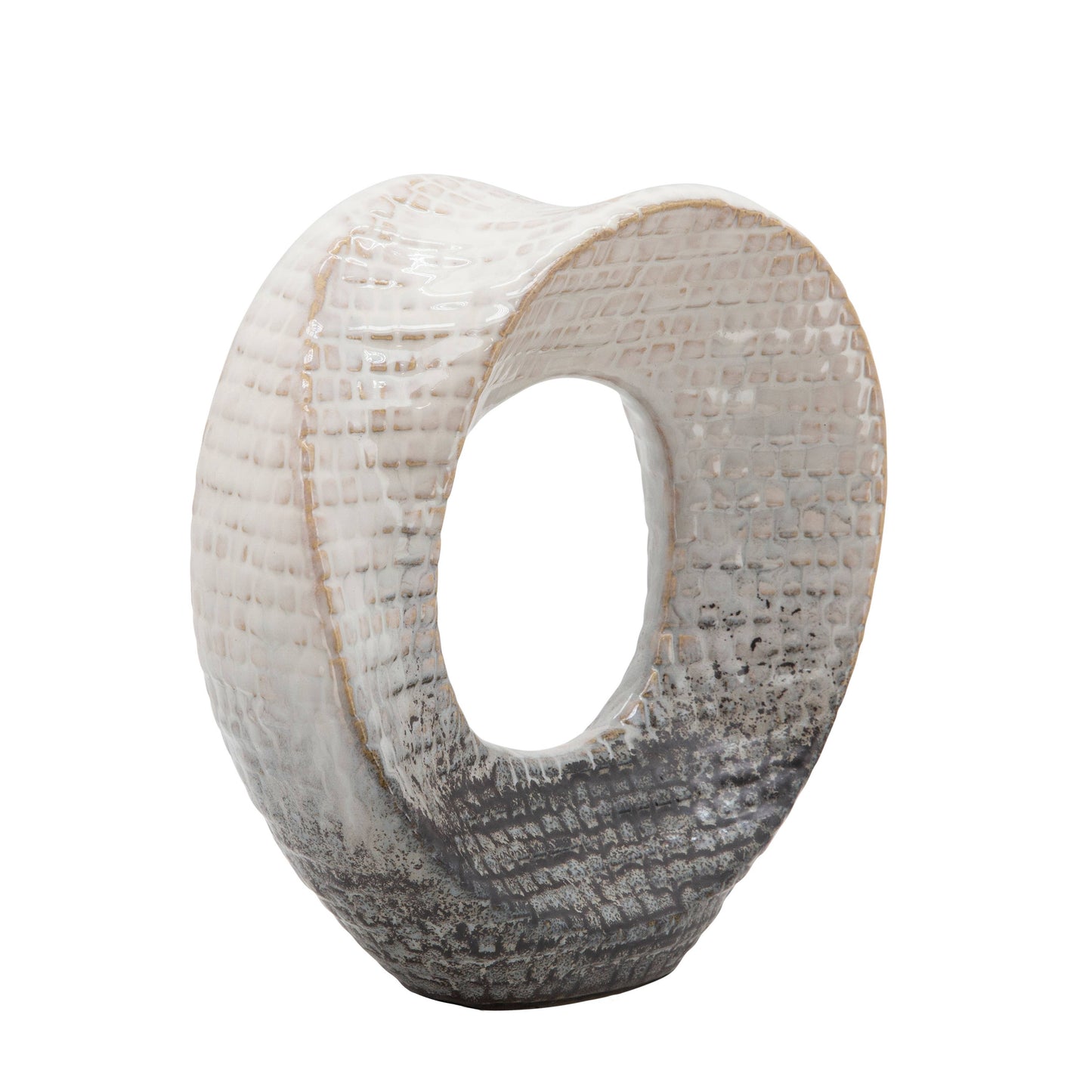 Ivory 8.25 in. Ceramic Abstract Circular Cutout Sculpture