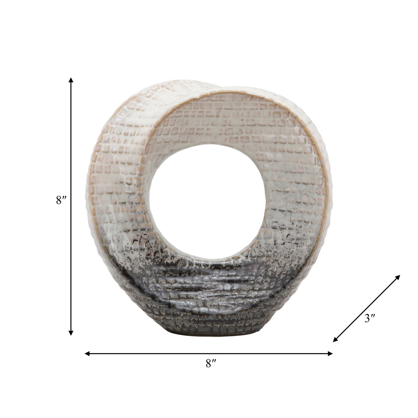 Ivory 8.25 in. Ceramic Abstract Circular Cutout Sculpture