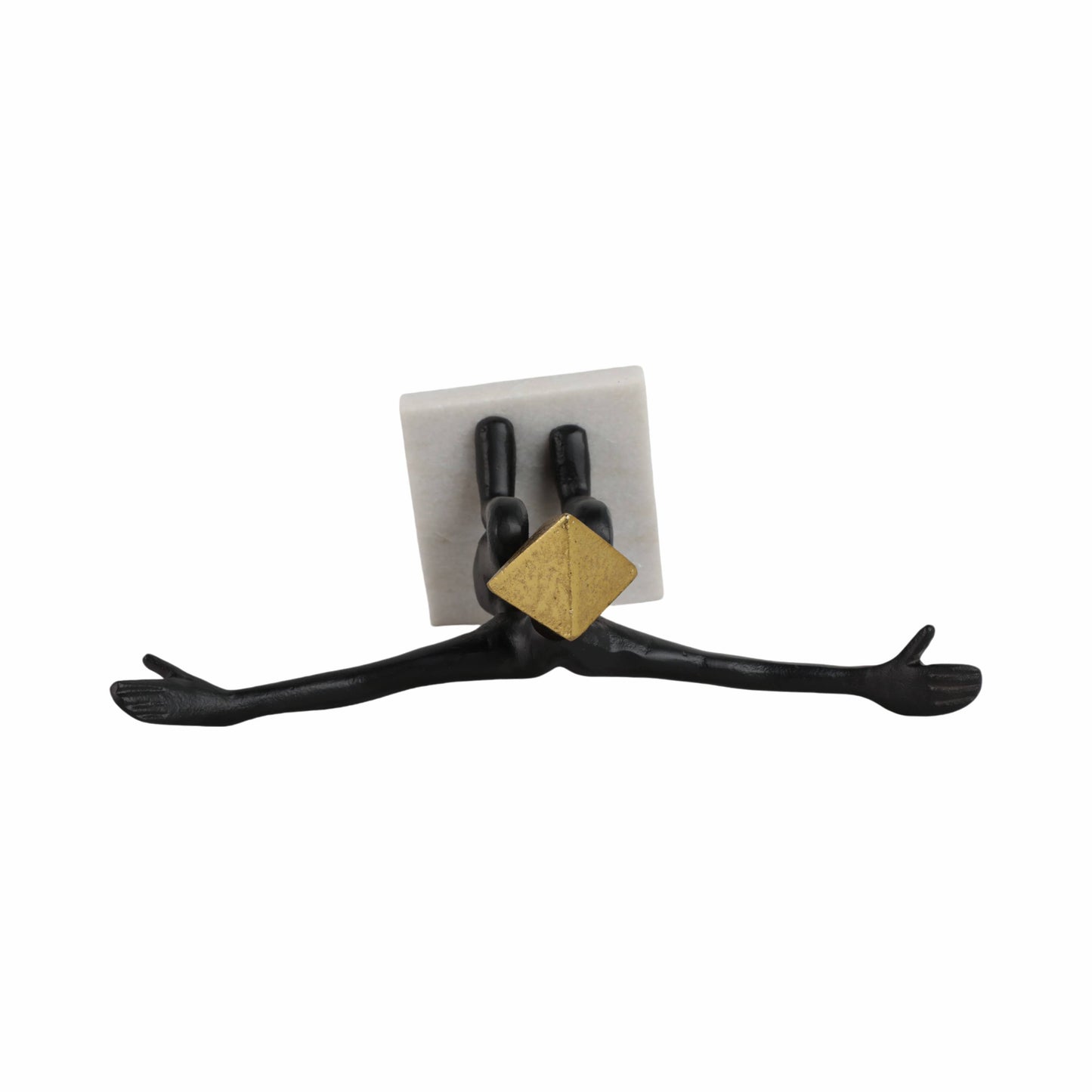 Sculpture - Black/Gold Metal Open Arms Man, 13x8 in.
