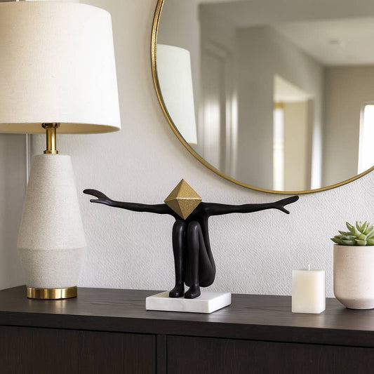 Sculpture - Black/Gold Metal Open Arms Man, 13x8 in.