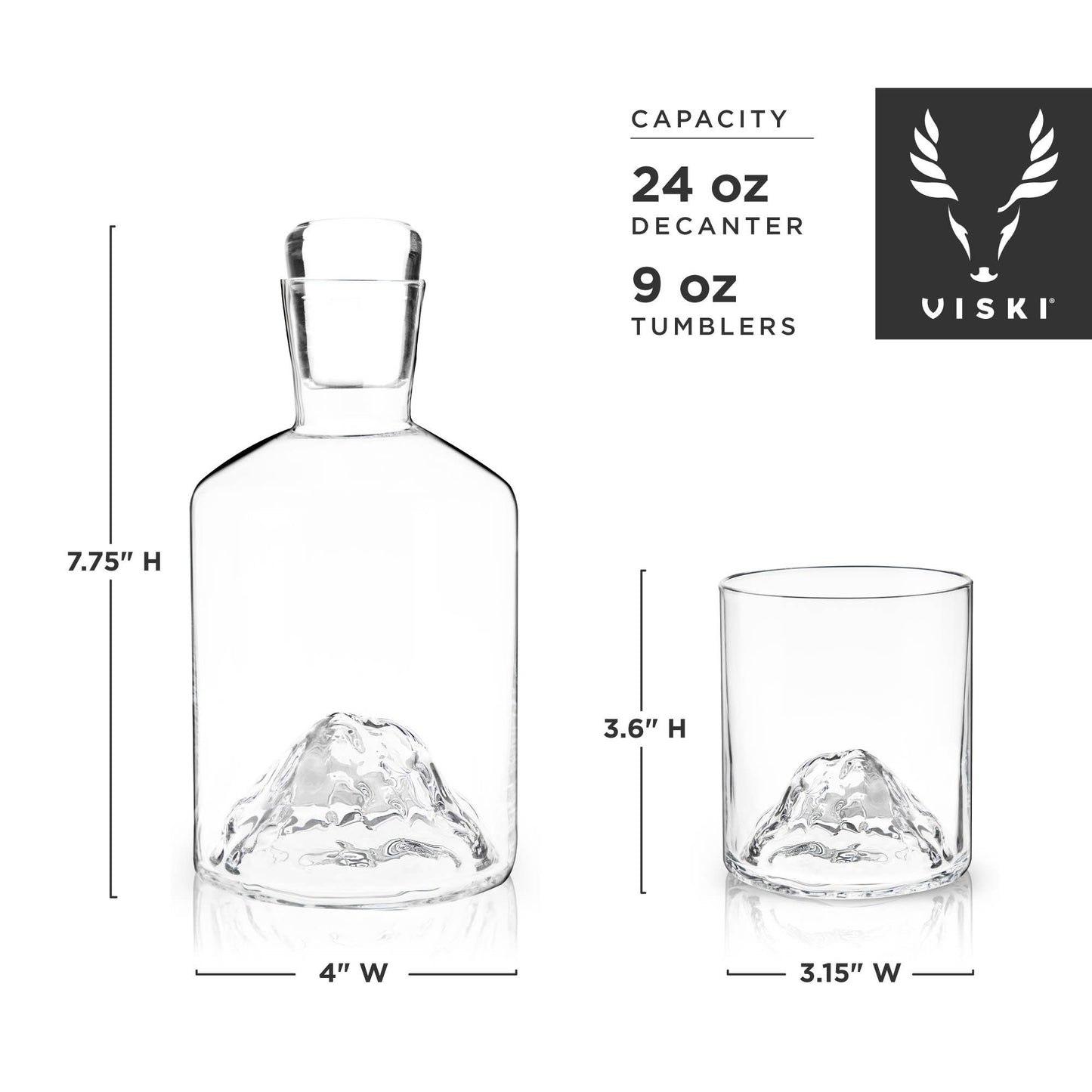 Mountain Crystal Decanter and Tumblers Set of 3