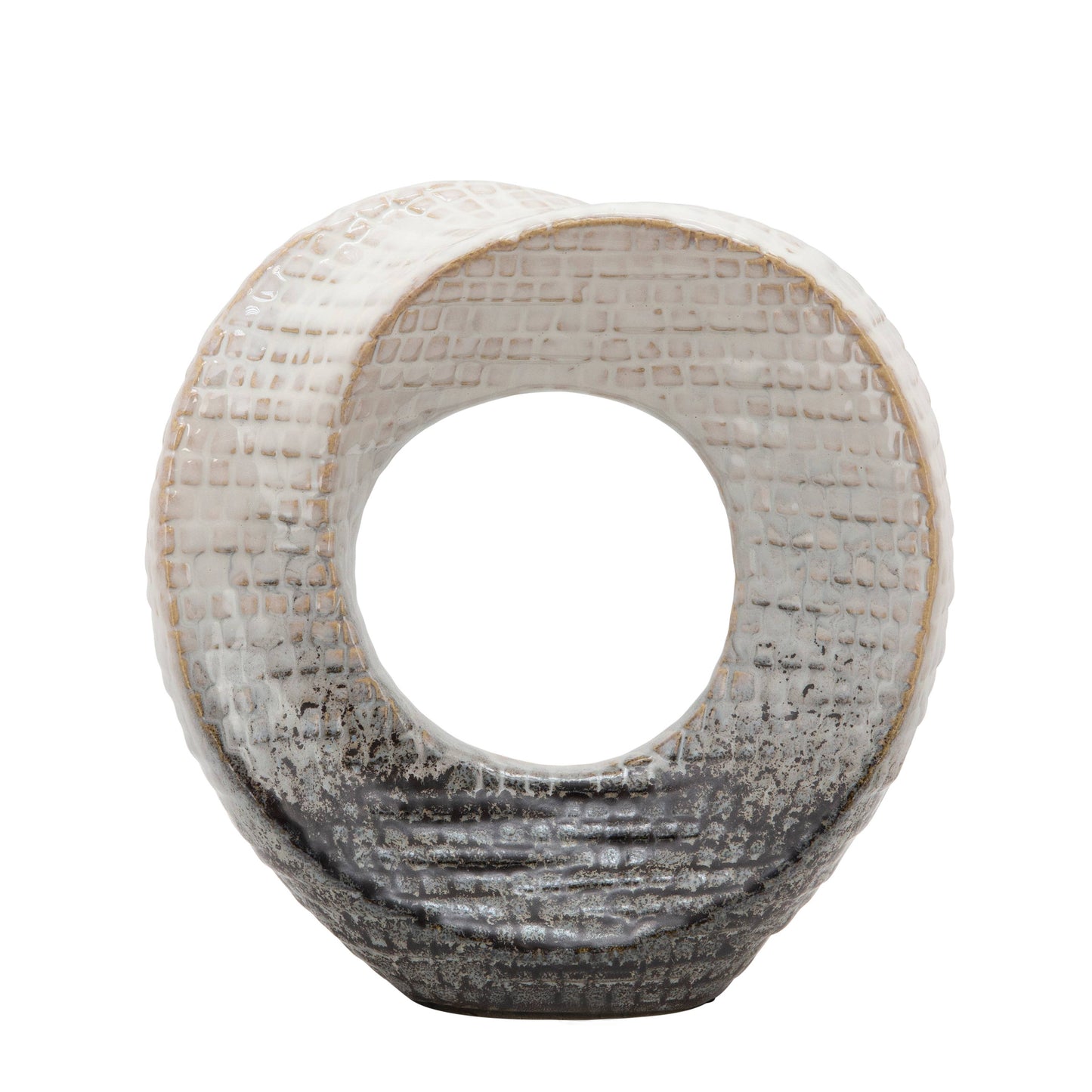 Ivory 8.25 in. Ceramic Abstract Circular Cutout Sculpture