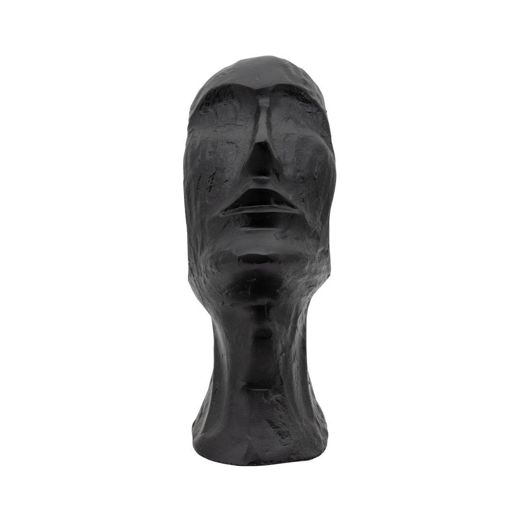 Decorative Sculpture - Black Metal Abstract Face, 12 in.