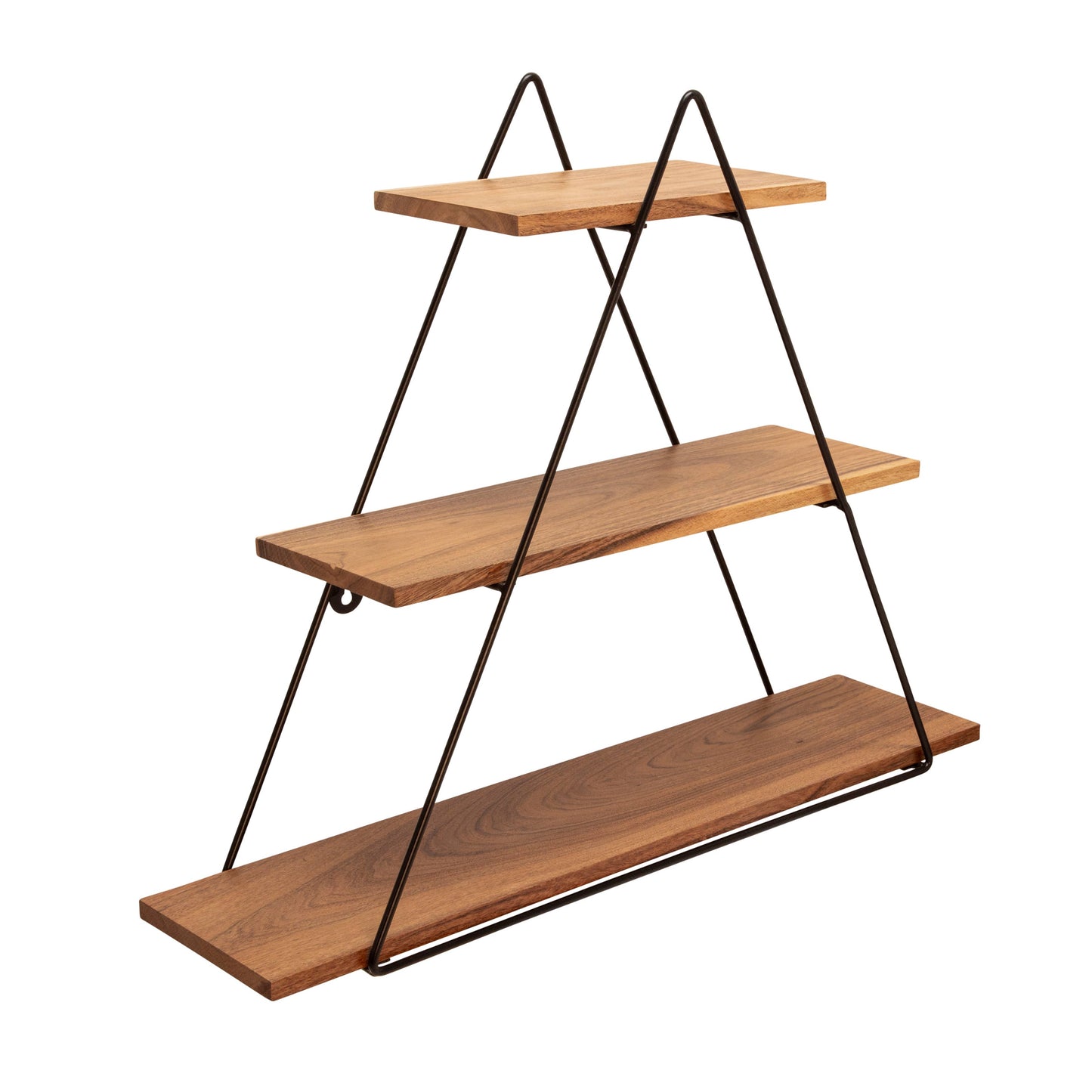 Metal and Wood Triangle Wall Storage Shelf - Brown, 20 in.