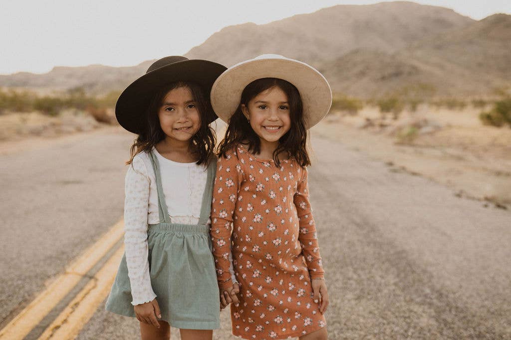 Kids Child Unisex Vegan Suede Boater Hat