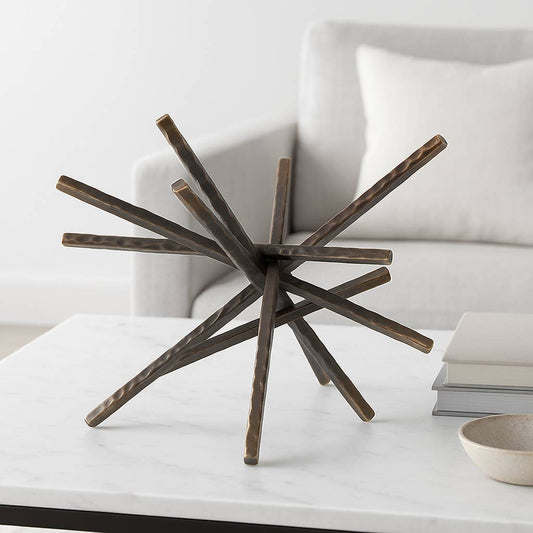 Metal Abstract Spiked Decorative Object - Black, 9 in.
