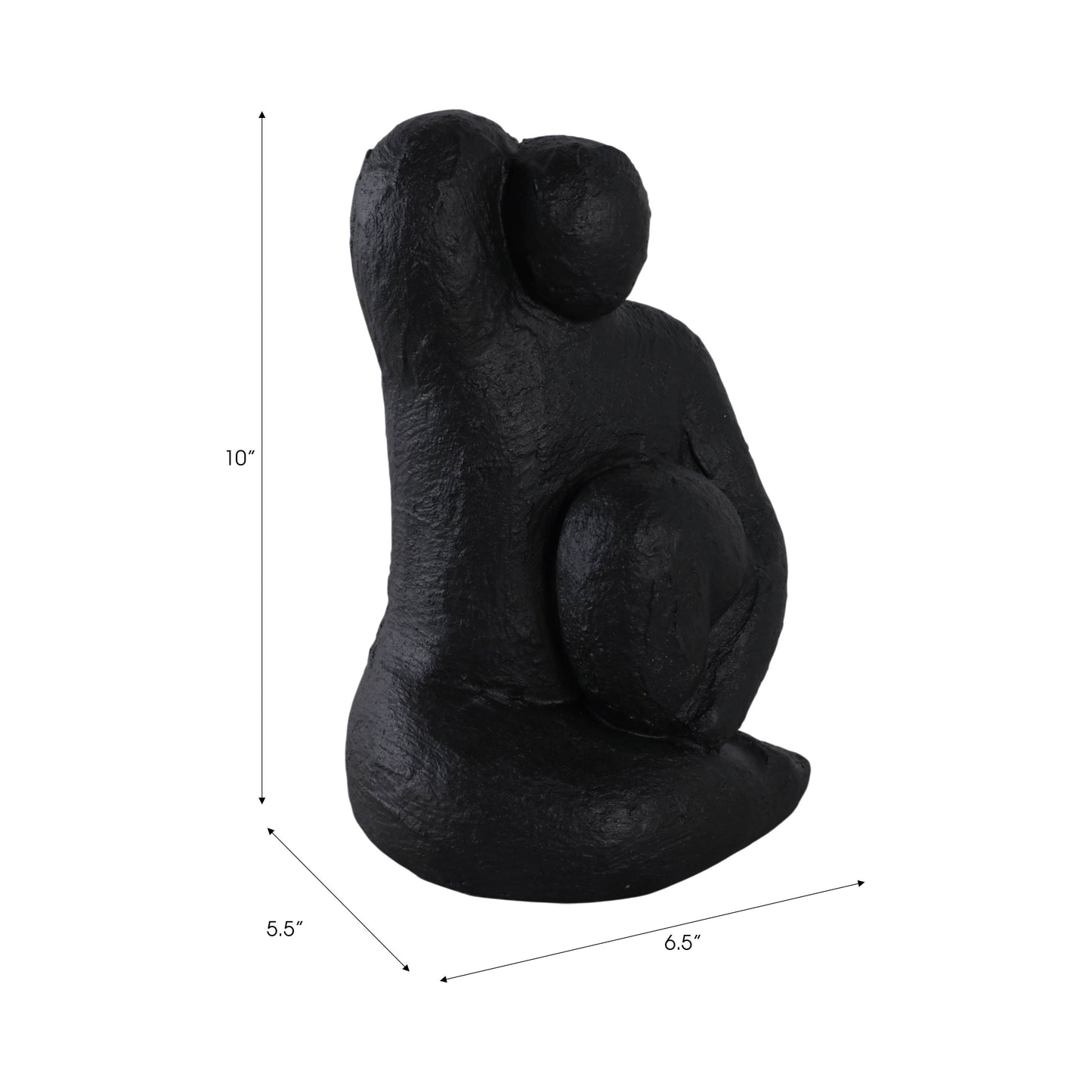 Decorative Figure - Black Ceramic Raised Arm Posing, 10 in.