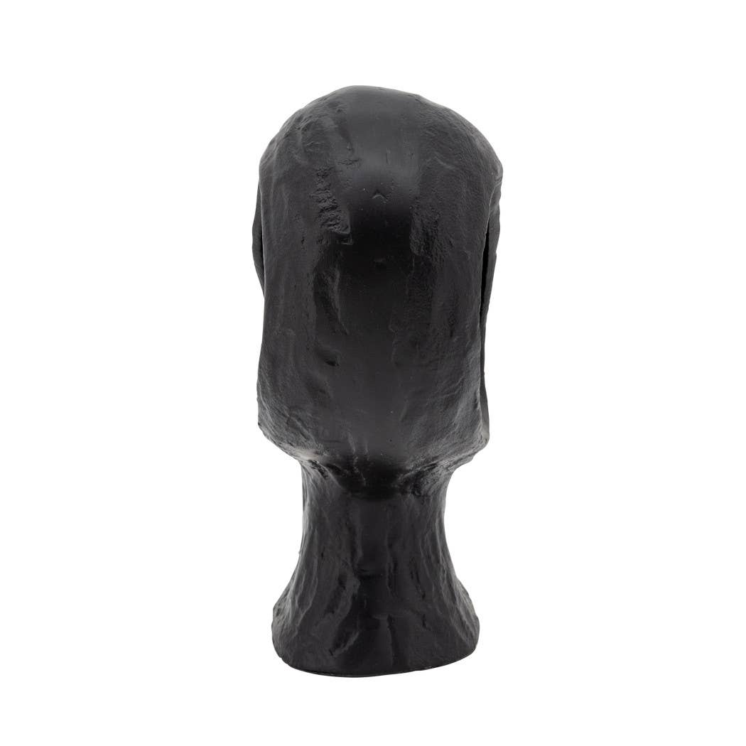Decorative Sculpture - Black Metal Abstract Face, 12 in.
