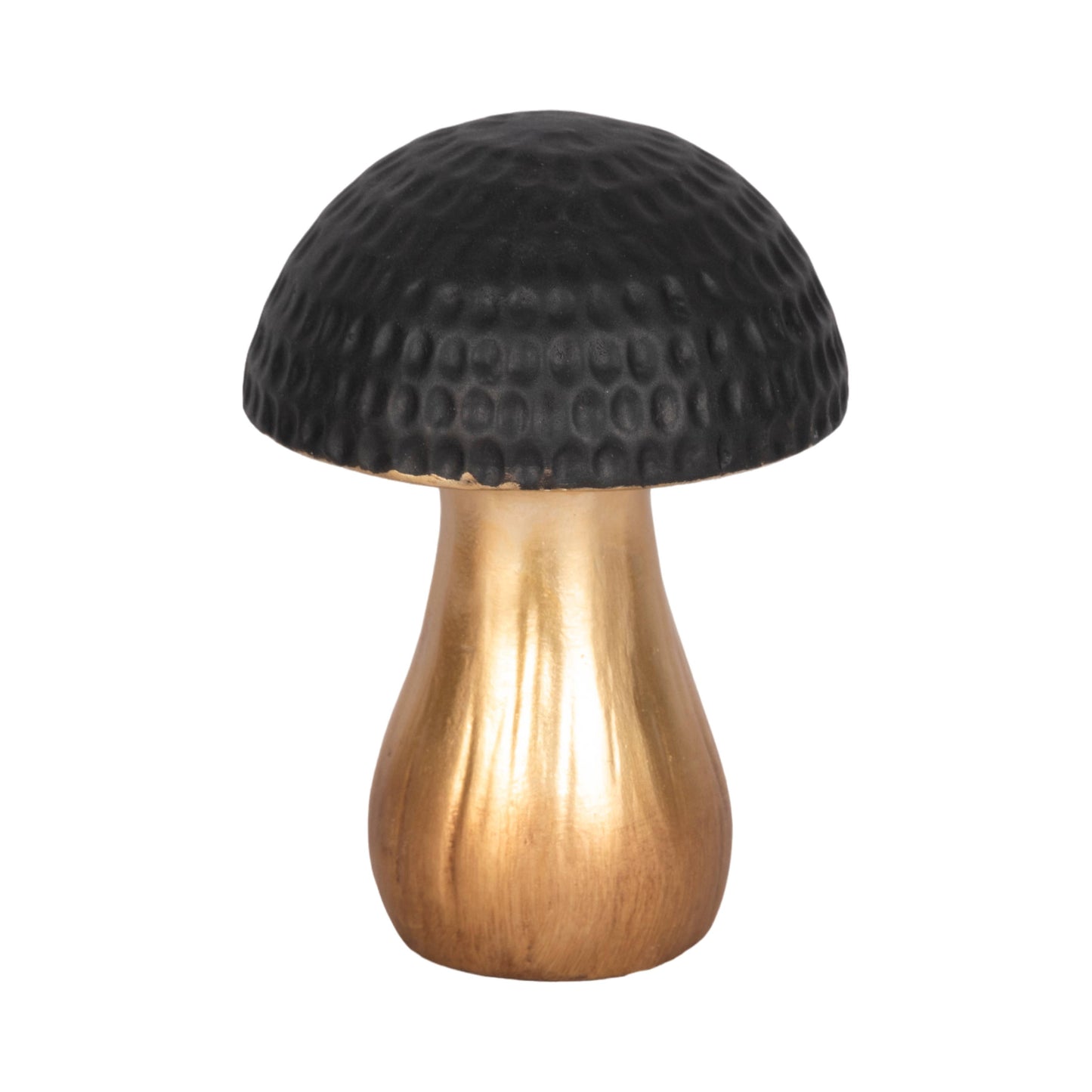 Figurine - Black Ceramic Hammered Top Mushroom, 7 in.
