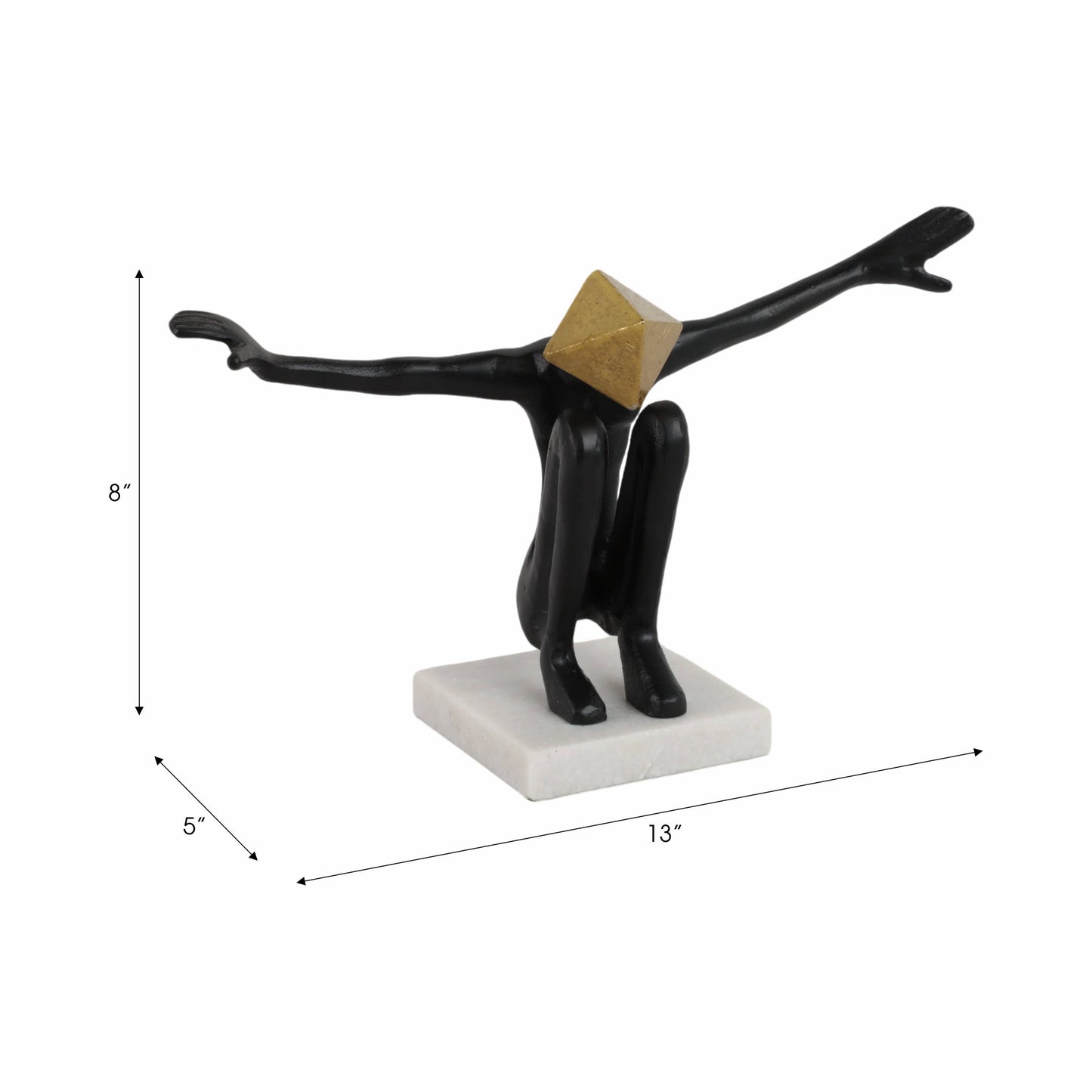 Sculpture - Black/Gold Metal Open Arms Man, 13x8 in.