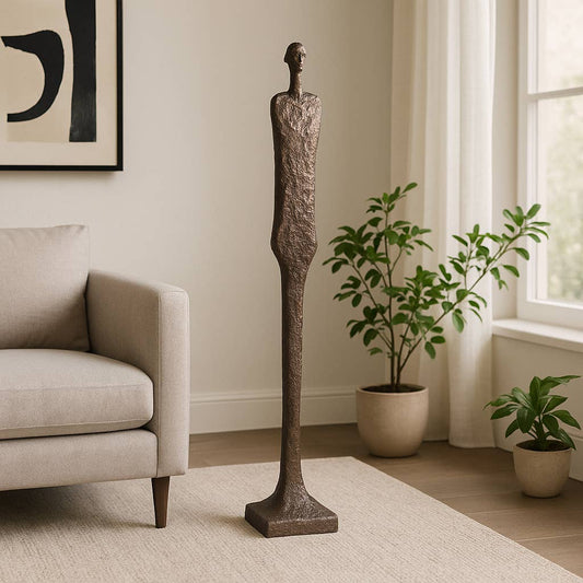 Metal Modern Tribal Floor Sculpture - Bronze, 59 in.