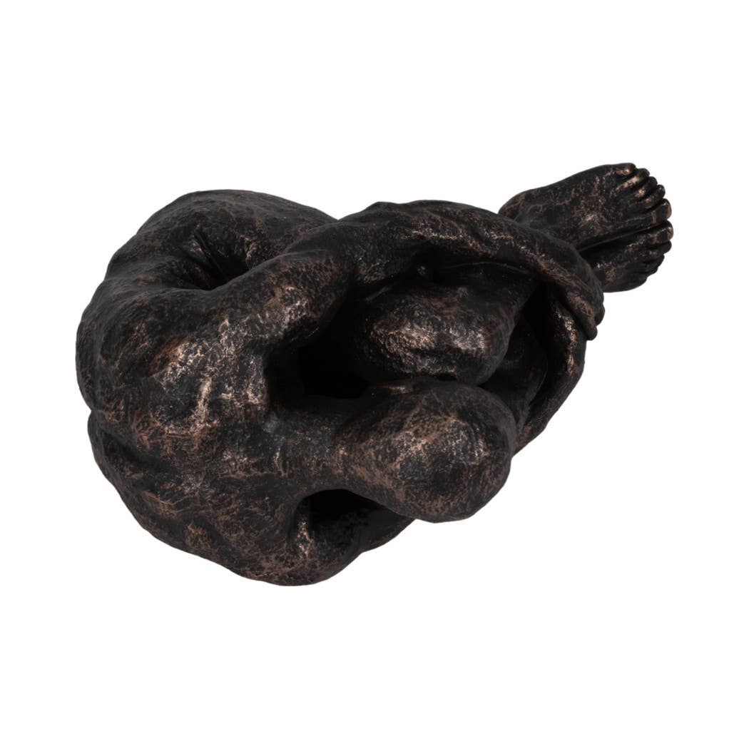 Bronze 9 in. Resin Modern Novelty Sitting Man Sculpture