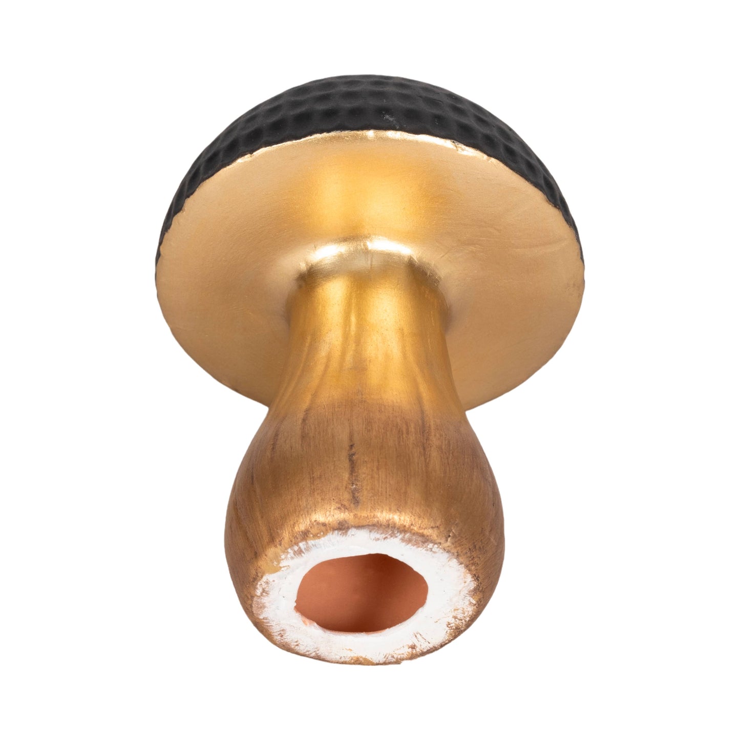 Figurine - Black Ceramic Hammered Top Mushroom, 7 in.