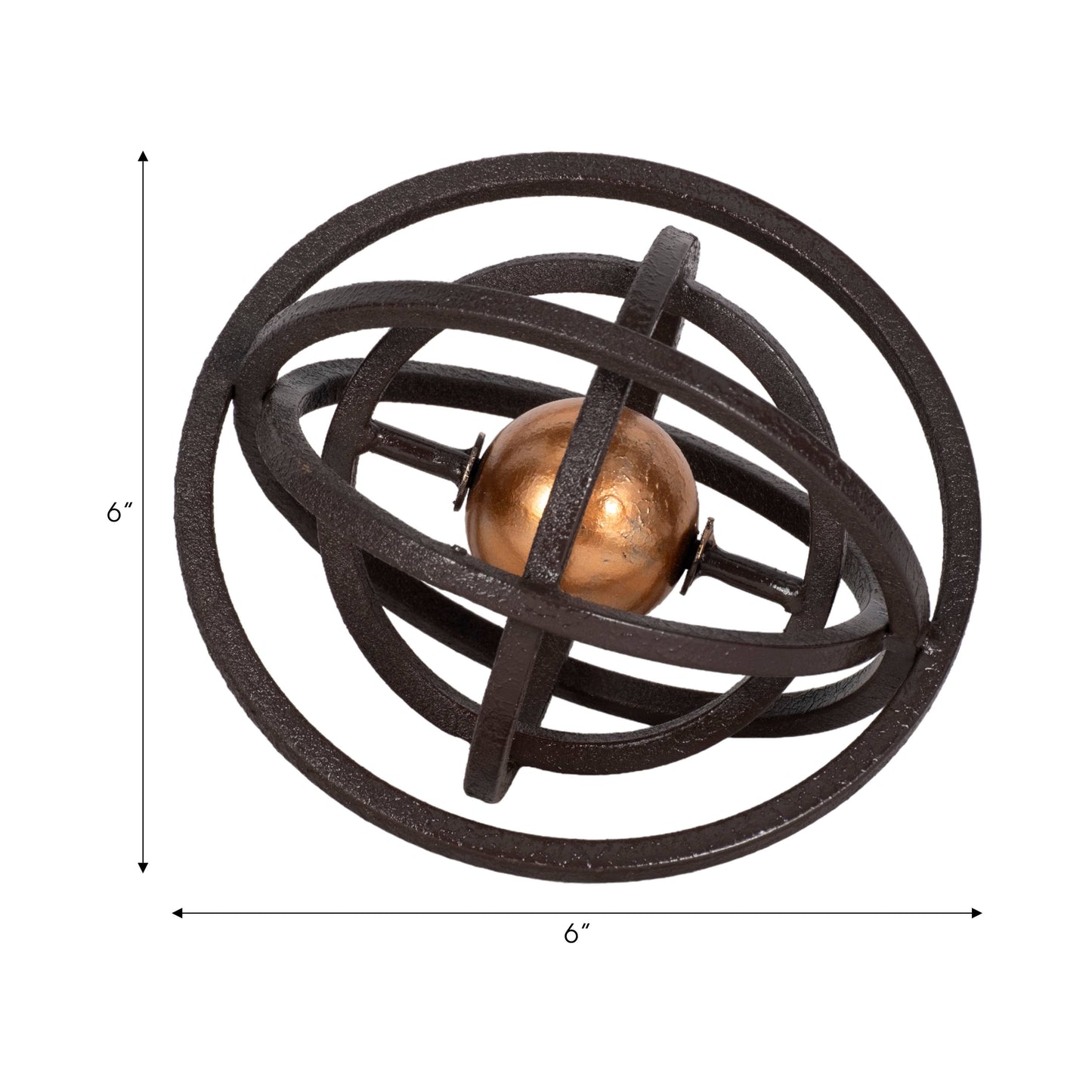 Metal Interlocking Rings Decorative Orb - Black, 6 in.