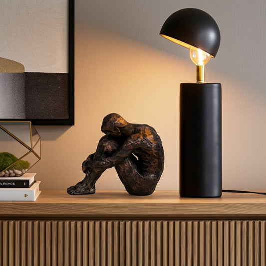 Bronze 9 in. Resin Modern Novelty Sitting Man Sculpture