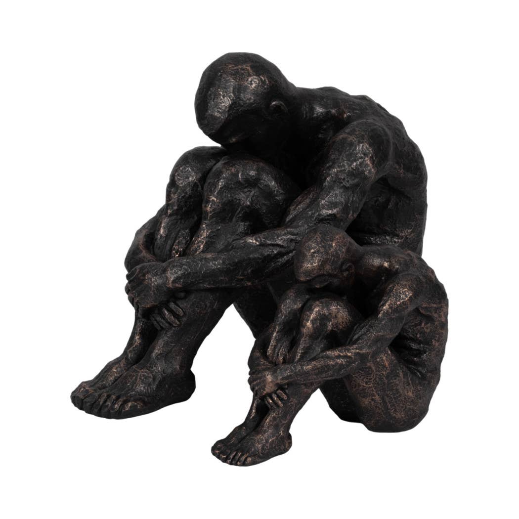 Bronze 9 in. Resin Modern Novelty Sitting Man Sculpture