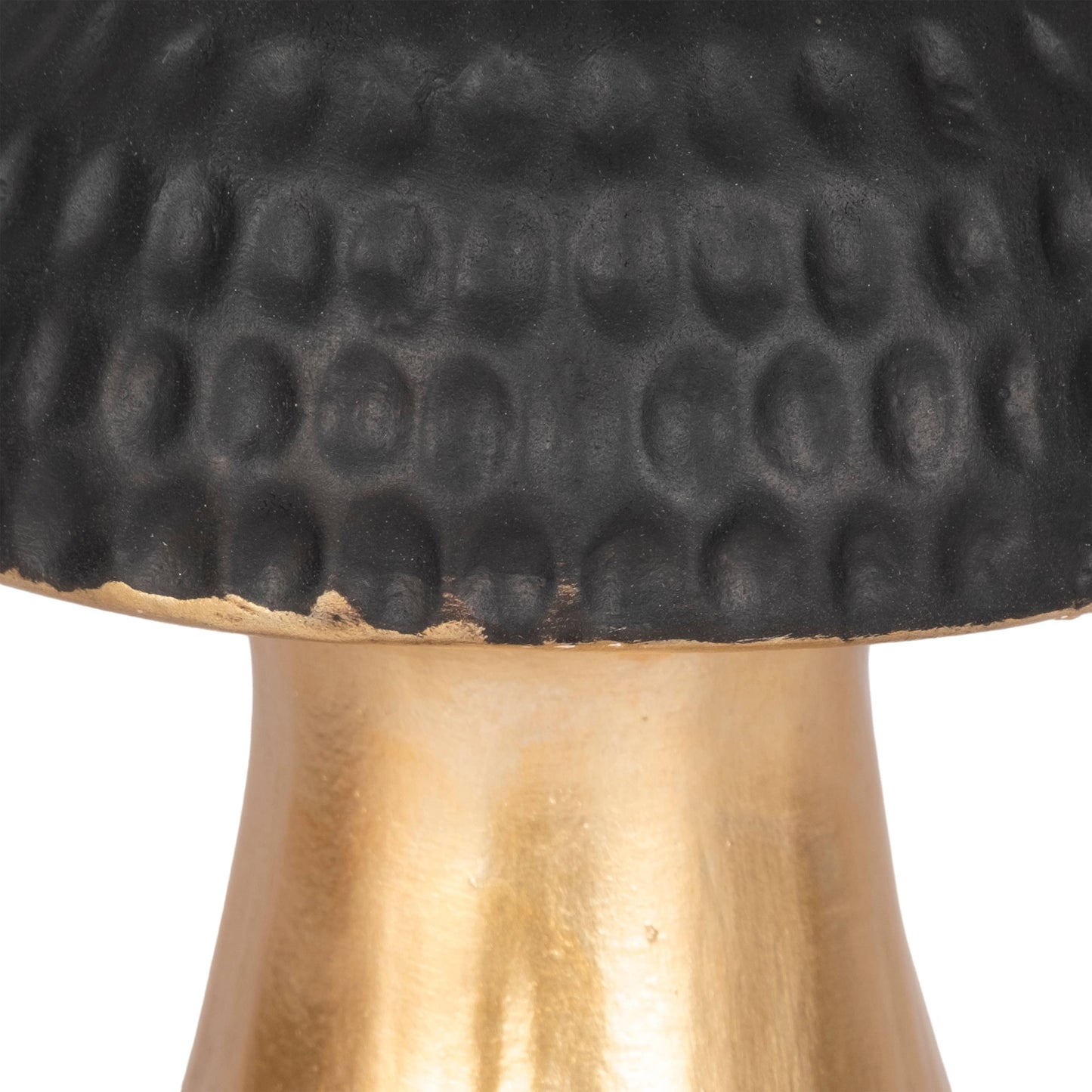Figurine - Black Ceramic Hammered Top Mushroom, 7 in.