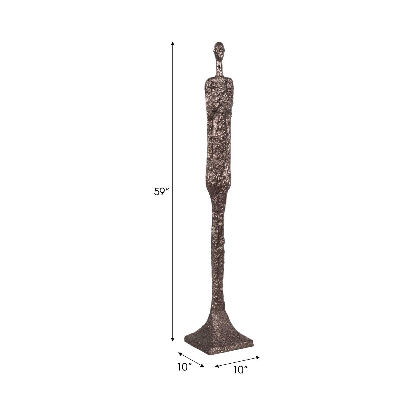 Metal Modern Tribal Floor Sculpture - Bronze, 59 in.
