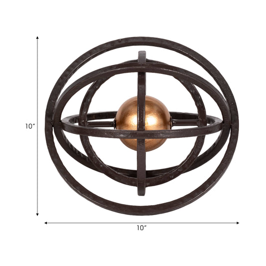 Metal Armillary Central Sphere Sculpture - Black, 10 in.
