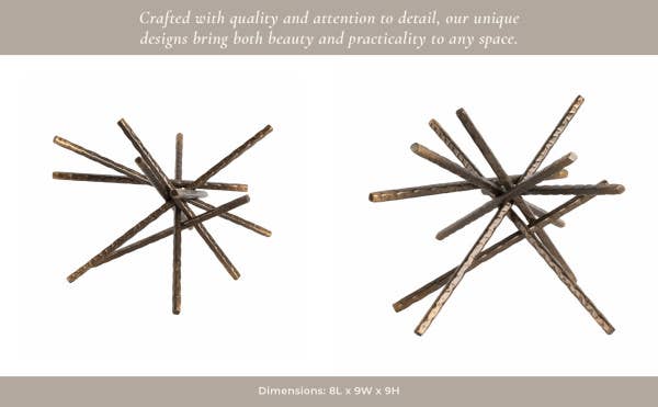 Metal Abstract Spiked Decorative Object - Black, 9 in.