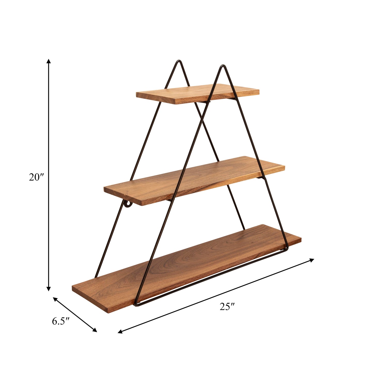 Metal and Wood Triangle Wall Storage Shelf - Brown, 20 in.