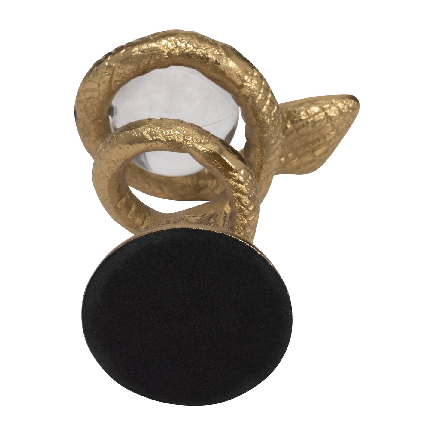 Figurine - Gold Metal Snake Coil with Acrylic Ball, 7 in.