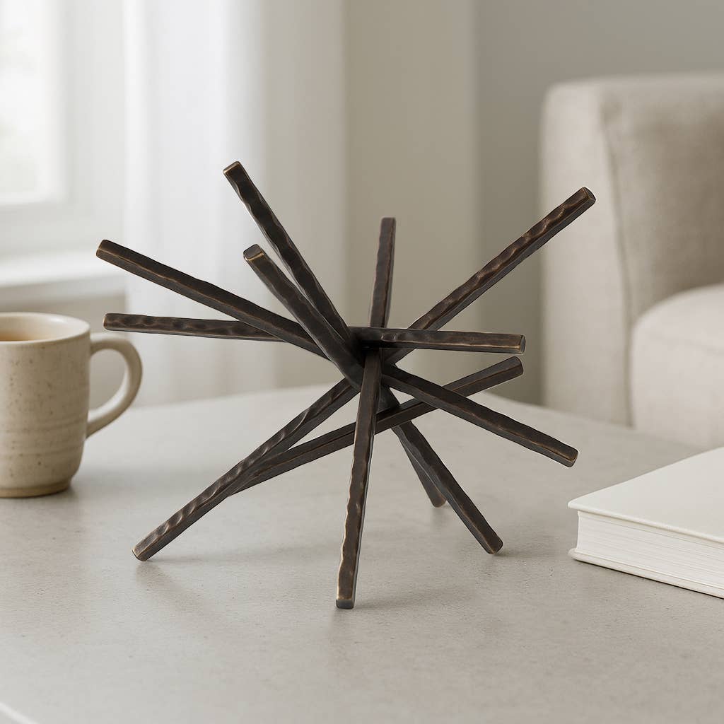 Metal Abstract Spiked Decorative Object - Black, 9 in.