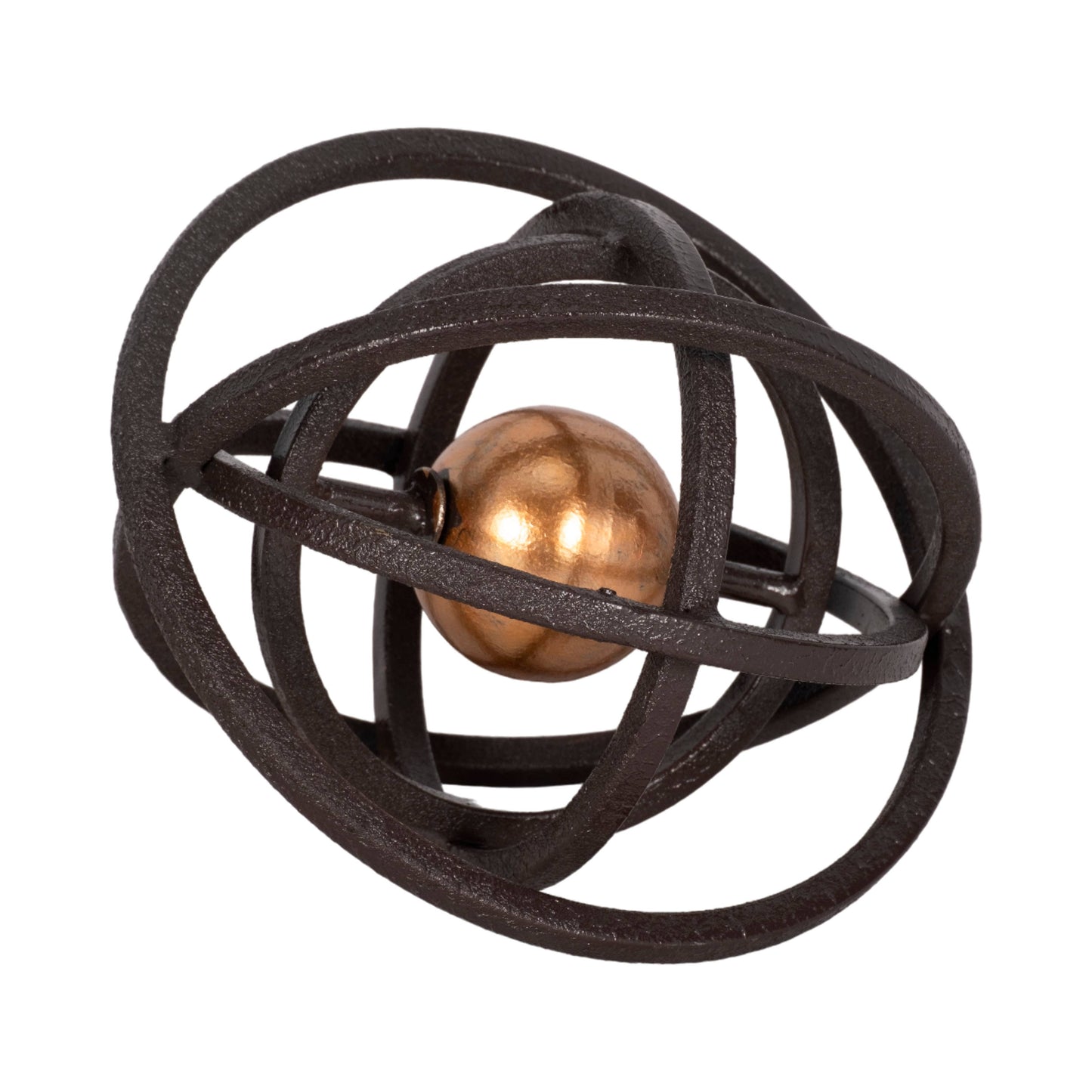 Metal Interlocking Rings Decorative Orb - Black, 6 in.