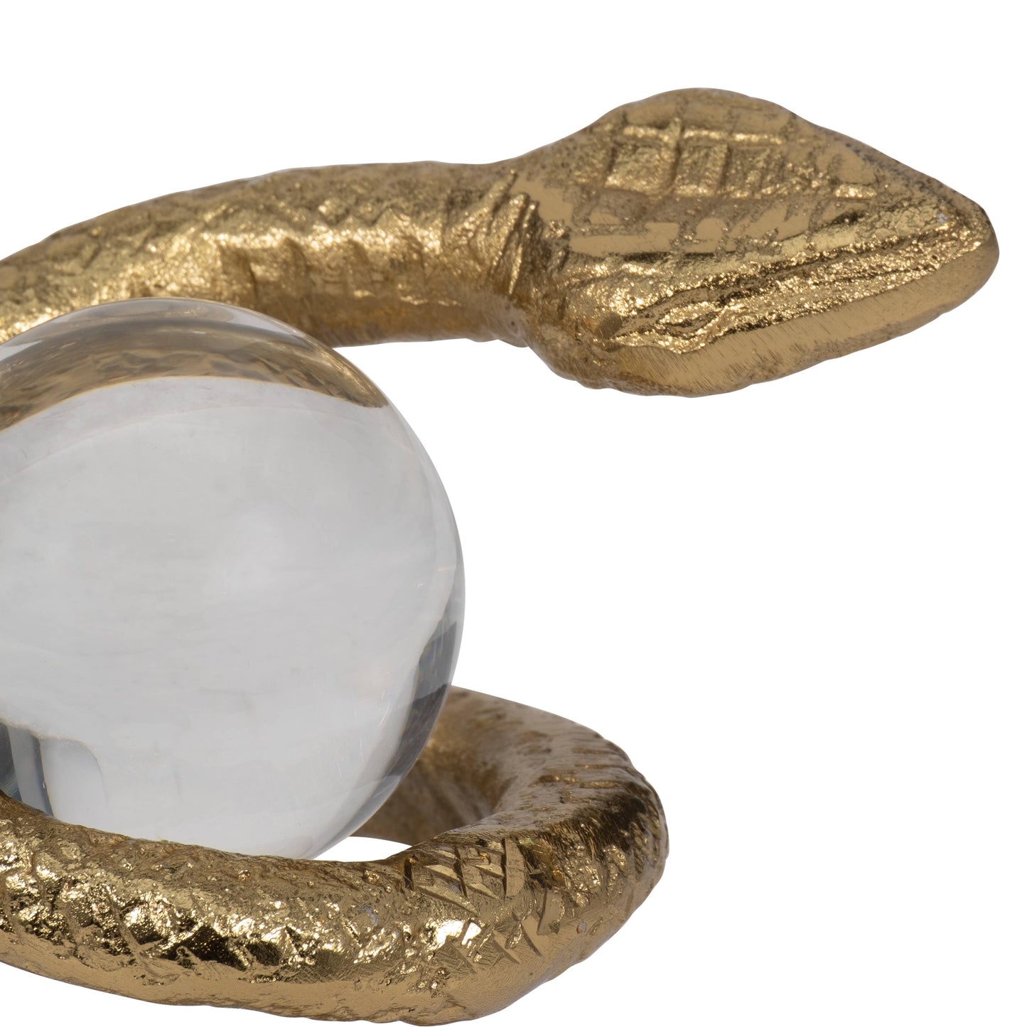 Figurine - Gold Metal Snake Coil with Acrylic Ball, 7 in.