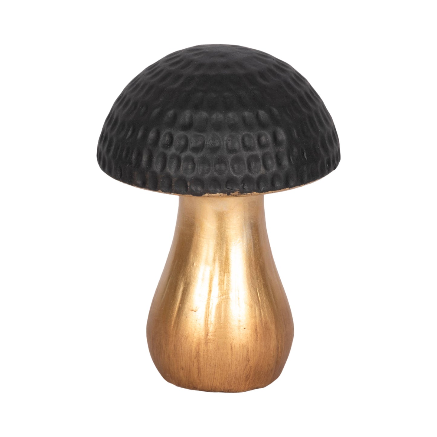 Figurine - Black Ceramic Hammered Top Mushroom, 7 in.