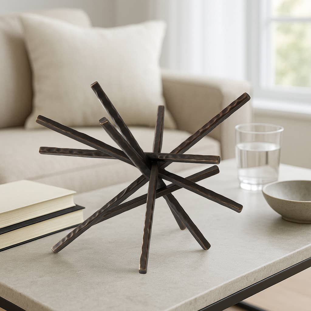 Metal Abstract Spiked Decorative Object - Black, 9 in.