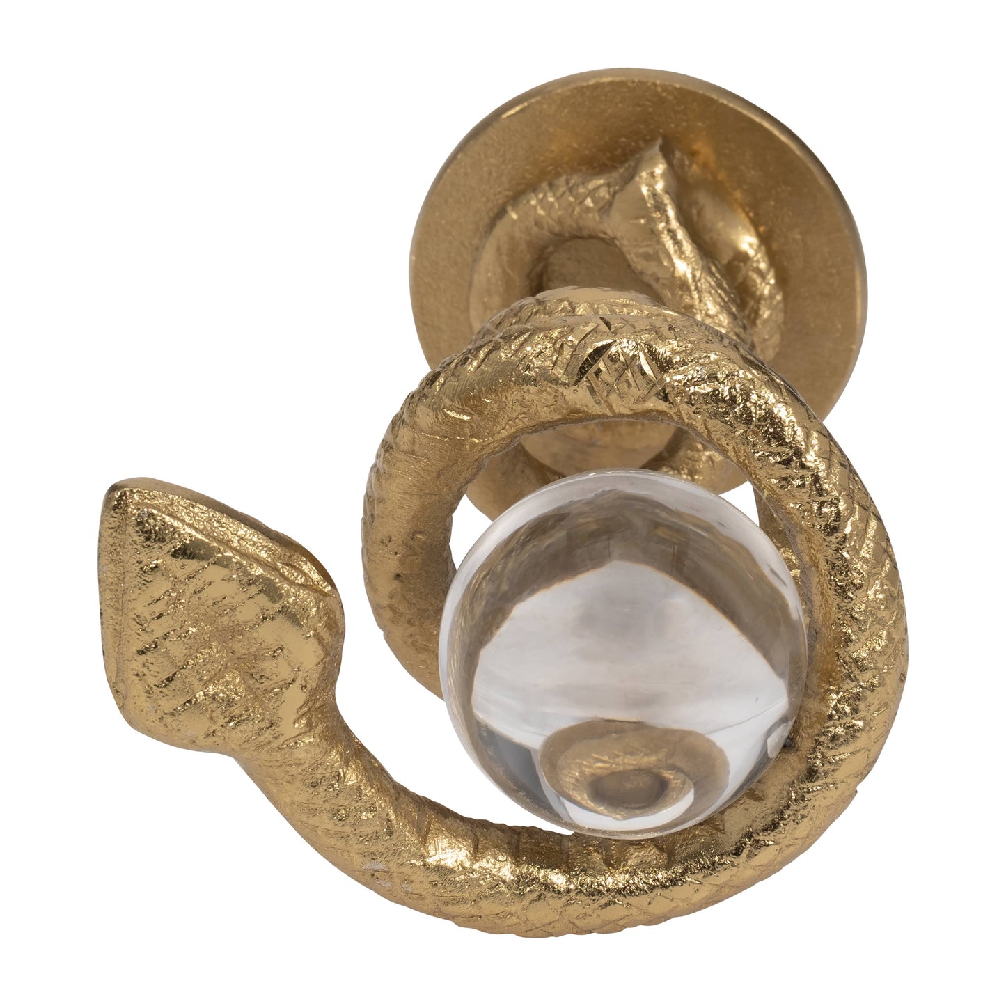 Figurine - Gold Metal Snake Coil with Acrylic Ball, 7 in.