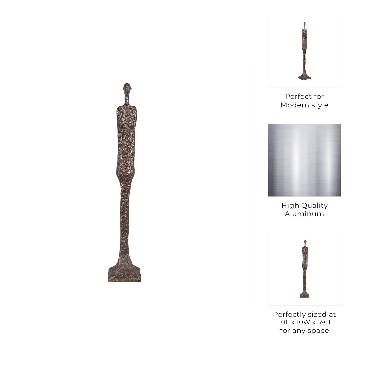 Metal Modern Tribal Floor Sculpture - Bronze, 59 in.